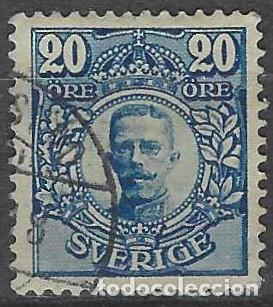 Sellos: SUECIA 1911-19 - REY GUSTAVO V, AZUL - USADO