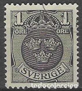 Sellos: SUECIA 1911-12 - ESCUDO NACIONAL, NEGRO - USADO