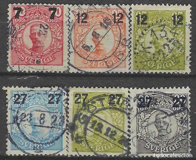 Sellos: SUECIA 1918 - REY GUSTAVO V, SOBRECARGADOS, S.COMPLETA - USADOS