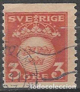 Sellos: SUECIA 1920 - ESCUDO NACIONAL, ROJO PARDUZCO - USADO