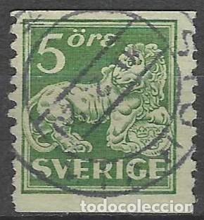 Sellos: SUECIA 1920 - LE&Oacute;N, VERDE - USADO