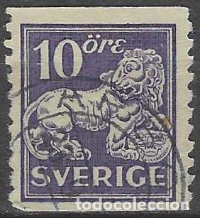 Sellos: SUECIA 1925 - LE&Oacute;N, VIOLETA - USADO