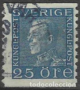 Sellos: SUECIA 1925 - REY GUSTAVO V, AZUL OSCURO - USADO