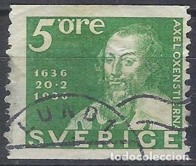 Sellos: SUECIA 1936 - 3&ordm; CENT. DEL CORREO SUECO, CANCILLER - USADO