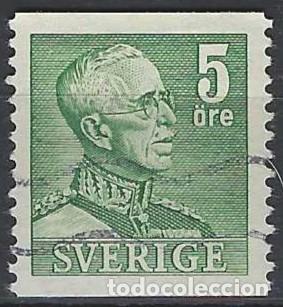 Sellos: SUECIA 1939-42 - REY GUSTAVO V, VERDE - USADO