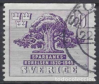 Sellos: SUECIA 1945 - 125&ordm; ANIV. DEL BANCO NACIONAL DE AHORRO - USADO