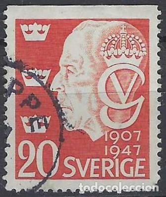 Sellos: SUECIA 1947 - 40&ordm; ANIV. DEL REINADO DE GUSTAVO V - USADO
