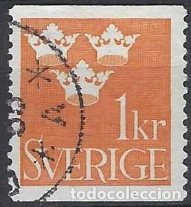 Sellos: SUECIA 1939 - CORONAS DE LA DINAST&Iacute;A VASA, NARANJA - USADO