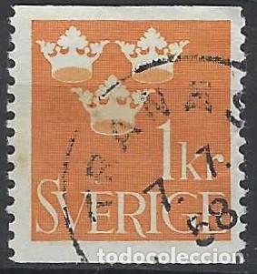 Sellos: SUECIA 1939 - CORONAS DE LA DINAST&Iacute;A VASA, NARANJA - USADO