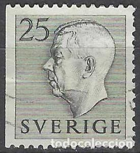Sellos: SUECIA 1951 - REY GUSTAVO VI, GRIS OSCURO, SIN PIE DE IMPRENTA - USADO