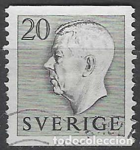 Sellos: SUECIA 1952 - REY GUSTAVO VI, GRIS OSCURO, SIN PIE DE IMPRENTA - USADO