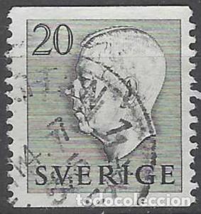 Sellos: SUECIA 1952 - REY GUSTAVO VI, GRIS OSCURO, SIN PIE DE IMPRENTA - USADO