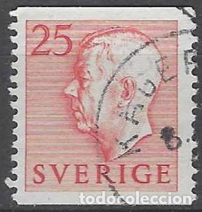 Sellos: SUECIA 1952 - REY GUSTAVO VI, ROJO, SIN PIE DE IMPRENTA - USADO