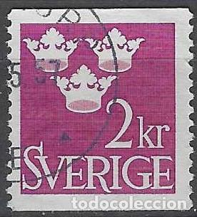 Sellos: SUECIA 1952 - CORONAS DE LA DINAST&Iacute;A VASA, VIOLETA ROJIZO - USADO