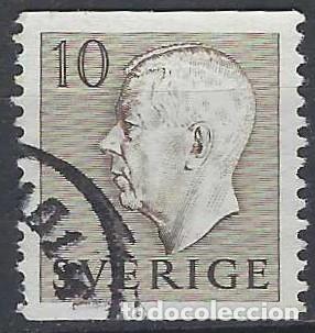 Sellos: SUECIA 1954 - REY GUSTAVO VI, MARR&Oacute;N, SIN PIE DE IMPRENTA - USADO