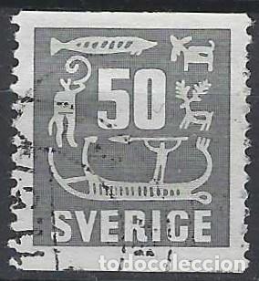 Timbres: SUECIA 1954 - ARTE RUPESTRE, GRIS - USADO