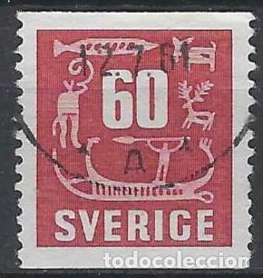 Briefmarken: SUECIA 1954 - ARTE RUPESTRE, P&Uacute;RPURA ROJIZO - USADO
