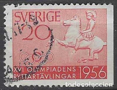 Sellos: SUECIA 1956 - JUEGOS ECUESTRES MUNDIALES, ROJO - USADO