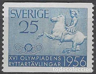 Sellos: SUECIA 1956 - JUEGOS ECUESTRES MUNDIALES, AZUL - MNH**