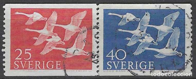 Sellos: SUECIA 1956 - EMISI&Oacute;N NORDEN, CISNES VOLANDO, S.COMPLETA - USADOS