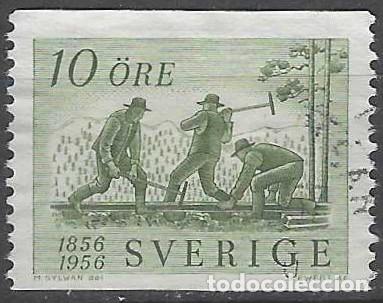 Sellos: SUECIA 1956 - CENTENARIO DE LOS FERROCARRILES SUECOS - USADO