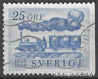 Sellos: SUECIA 1956 - CENTENARIO DE LOS FERROCARRILES SUECOS - USADO