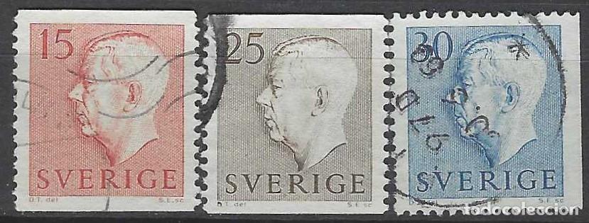 Sellos: SUECIA 1957 - REY GUSTAVO V, CON PIE DE IMPRENTA, S.COMPLETA - USADOS