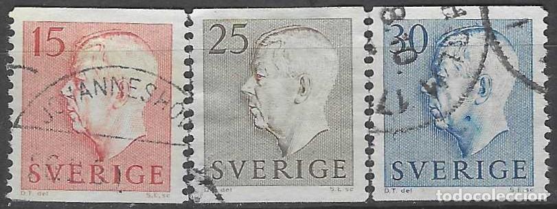Sellos: SUECIA 1957 - REY GUSTAVO V, CON PIE DE IMPRENTA, S.COMPLETA - USADOS