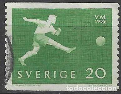 Sellos: SUECIA 1958 - CAMPEONATO MUNDIAL DE F&Uacute;TBOL EN SUECIA - USADO