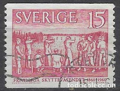 Sellos: SUECIA 1960 - CENTENARIO DE LA ORG. NACIONAL DE TIRO - USADO