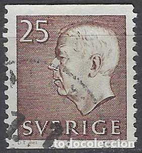 Timbres: SUECIA 1961 - REY GUSTAVO V, CON PIE DE IMPRENTA, N&Uacute;MEROS BLANCOS, MARR&Oacute;N - USADO