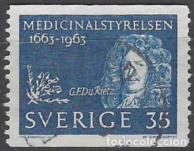 Sellos: SUECIA 1963 - GR&Eacute;GOIRE FRAN&Ccedil;OIS DU RIETZ, M&Eacute;DICO DE LA REINA CRISTINA - USADO