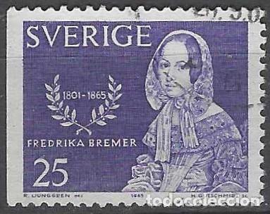 Sellos: SUECIA 1965 - CENTENARIO DE LA MUERTE DE FREDERIKA BREMER - USADO