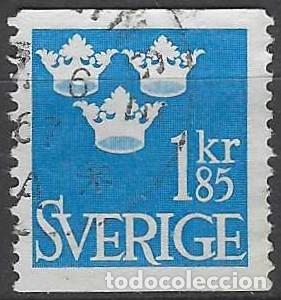 Sellos: SUECIA 1967 - CORONAS DE LA DINAST&Iacute;A VASA, AZUL CLARO - USADO