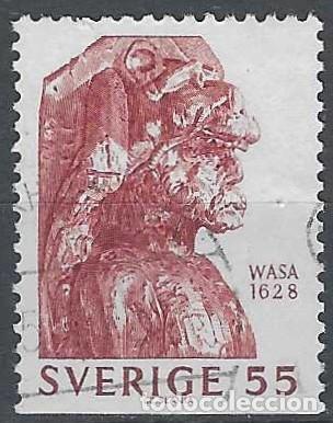 Sellos: SUECIA 1969 - EL BARCO DE GUERRA &rdquo;VASA&rdquo;, MASCARONES - USADO
