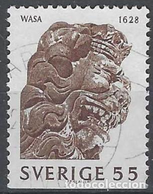 Sellos: SUECIA 1969 - EL BARCO DE GUERRA &rdquo;VASA&rdquo;, MASCARONES - USADO