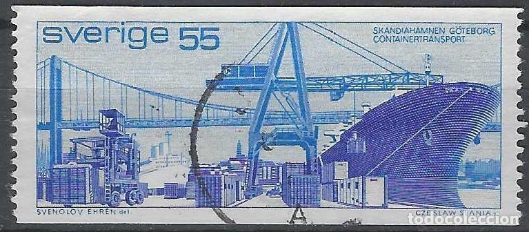 Sellos: SUECIA 1971 - CONTENEDORES DEL PUERTO DE SKANDIA - USADO