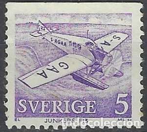 Sellos: SUECIA 1972 - HISTORIA DEL TRANSPORTE DEL CORREO A&Eacute;REO - USADO