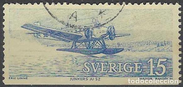 Sellos: SUECIA 1972 - HISTORIA DEL TRANSPORTE DEL CORREO A&Eacute;REO - USADO