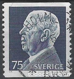 Sellos: SUECIA 1972-73 - REY GUSTAVO ADOLFO VI, AZUL OSCURO - USADO