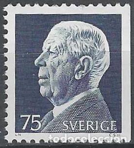 Sellos: SUECIA 1972-73 - REY GUSTAVO ADOLFO VI, AZUL OSCURO - MNH**