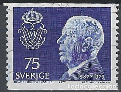 Timbres: SUECIA 1973 - REY GUSTAVO VI, AZUL OSCURO - USADO