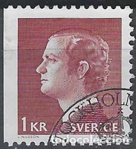 Francobolli: SUECIA 1974 - REY CARLOS GUSTAVO XVI, MARR&Oacute;N ROJIZO - USADO