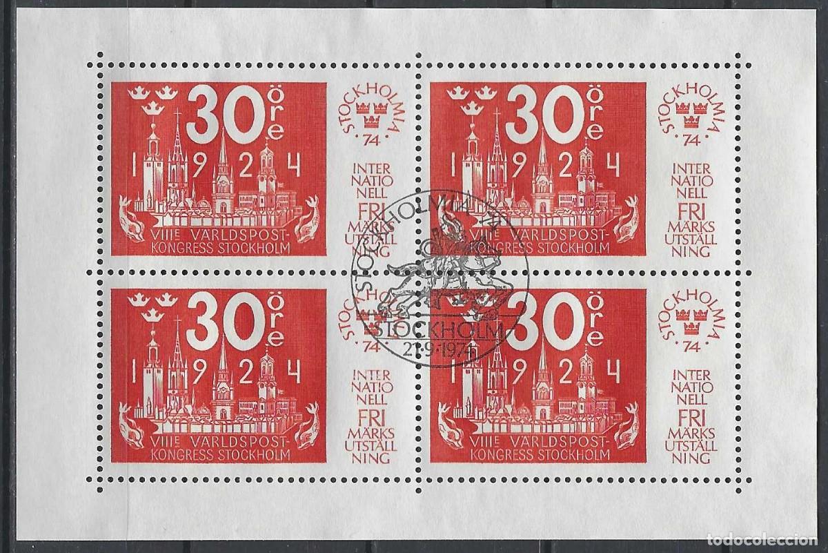 Briefmarken: SUECIA 1974 - HB EXPOSICI&Oacute;N FILAT&Eacute;LICA INTERNACIONAL, TIPO DE 1924 REIMPRESO EN DISTINTO COLOR - USA