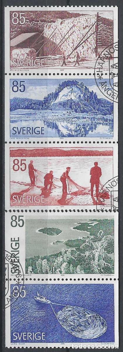 Sellos: SUECIA 1976 - TURISMO, ANGERMANLAND, S.COMPLETA (3+2)- USADOS