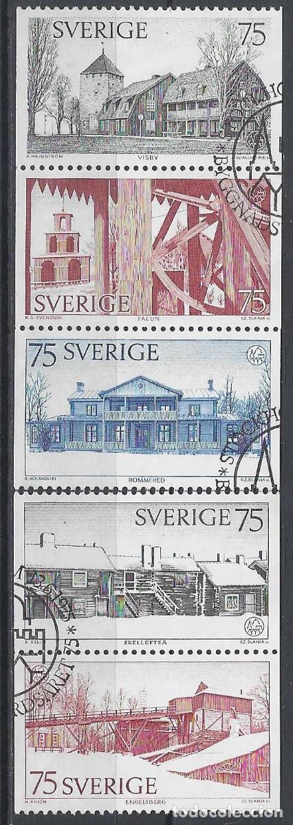 Sellos: SUECIA 1975 - A&Ntilde;O DEL PATRIMONIO ARQUITECT&Oacute;NICO EUROPEO, S.COMPLETA (3+2) - USADOS