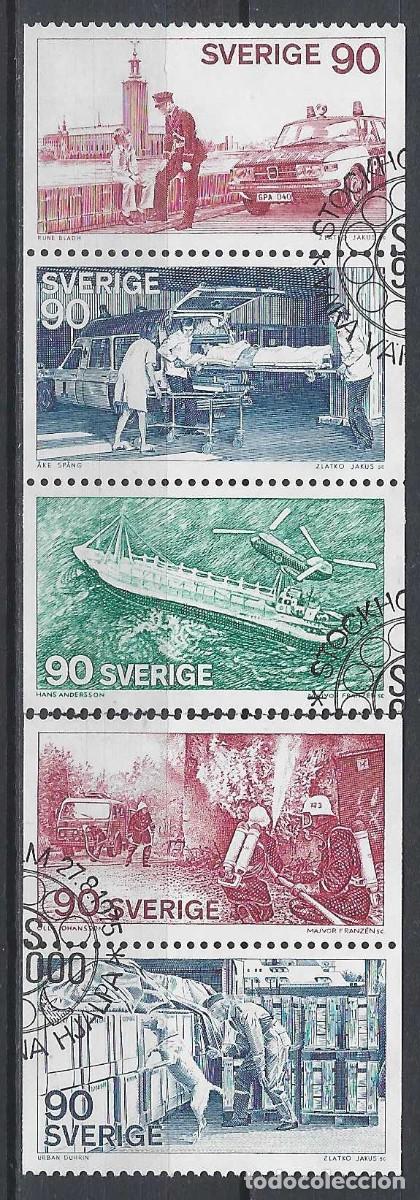 Sellos: SUECIA 1975 - VIGILAR, PROTEGER Y AYUDAR, S.COMPLETA (3+2) - USADOS