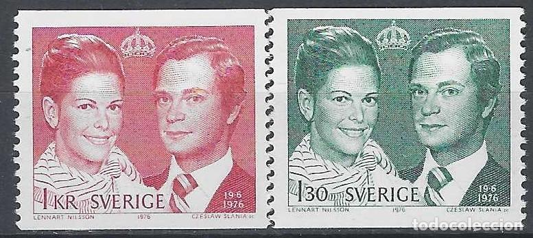 Sellos: SUECIA 1976 - BODA DEL REY CARLOS GUSTAVO XVI CON SILVIA, S. COMPLETA - MSG