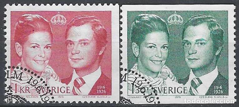 Sellos: SUECIA 1976 - BODA DEL REY CARLOS GUSTAVO XVI CON SILVIA, S. COMPLETA - USADOS