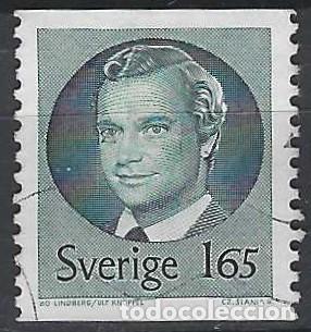Sellos: SUECIA 1981 - REY CARLOS GUSTAVO XVI, VERDE GRIS&Aacute;CEO - USADO